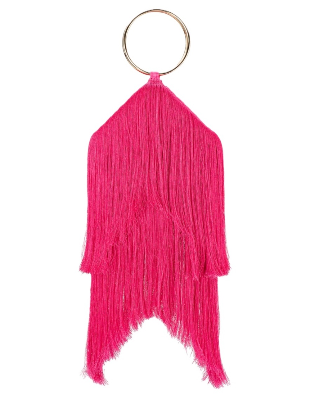Olga Berg Revolve Jamie Fringed Layered Bag in Fuchsia Hot Pink $115 MSRP